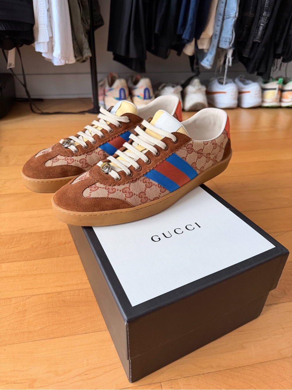 Gucci Ace Supreme GG Men’s 13 Sneakers Brown